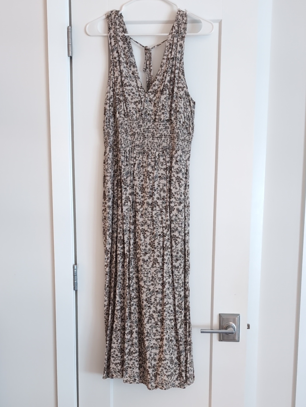 Cream Floral Midi Dress